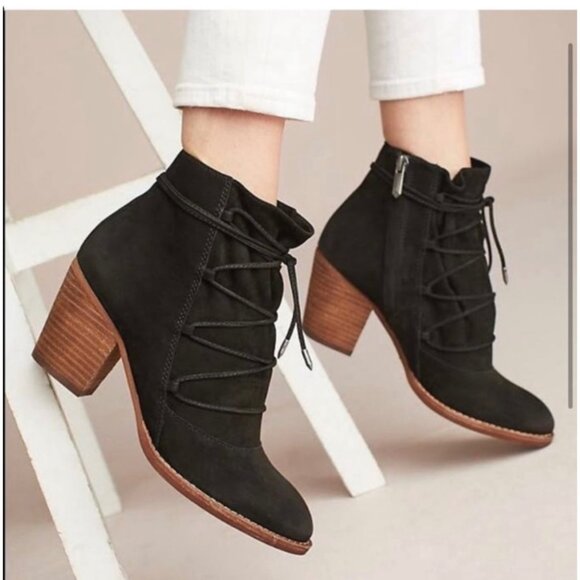 Sam Edelman Millard Lace-Up Boots Black Suede Ankle Bootie 10 Boho Cottage Core - Picture 2 of 14